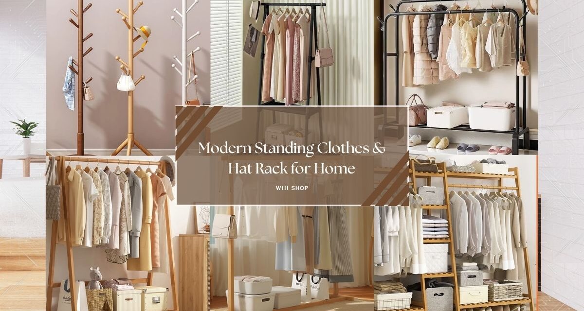Modern Standing Clothes & Hat Rack for Home